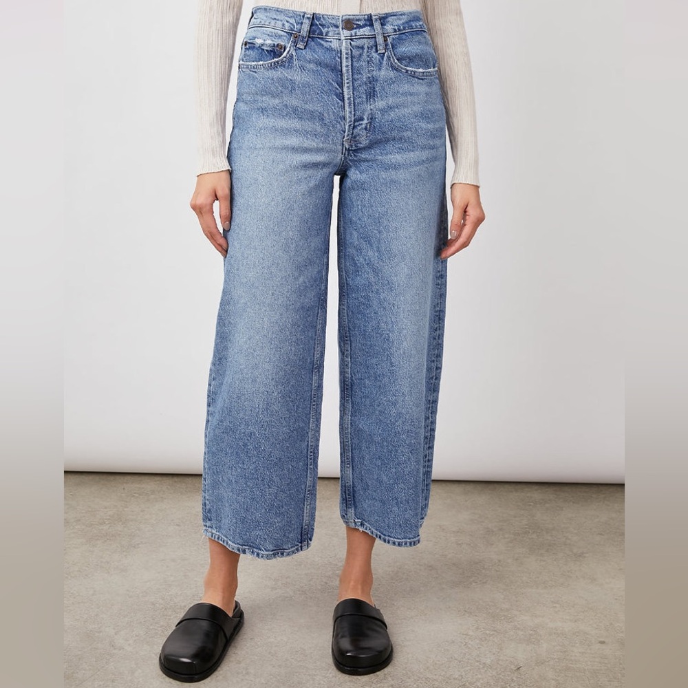 NWT Rails Getty High Rise Cropped Wide Leg Jeans Medium Wash Size‎ 32/14